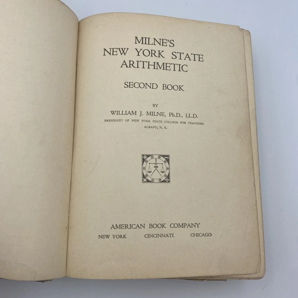 Antique Milne's New York State Arithmetic‎ Second Book 1914 Antique Math Book HC